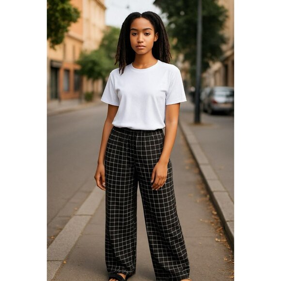 Theory‎ Black Silk Pull-On Pants Women’s Size M Pockets Relaxed Fit Wide Leg NWT - Picture 1 of 11